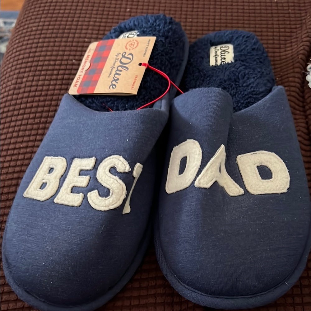 Blue 'Best Dad' Slippers